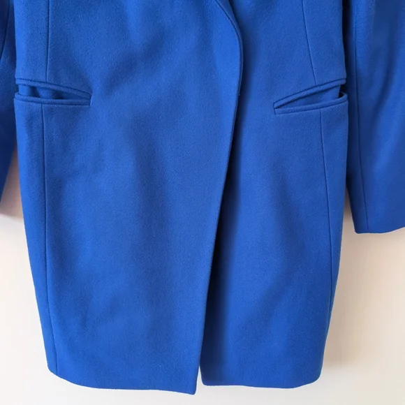 ASOS Womens 8 Soft Long Trench Coat Wool Blend Blue Classic Colorful Outdoors - Picture 2 of 8